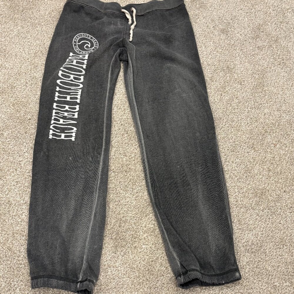 Gray Comfy Sweatpants with Rehoboth Beach + Ocean Waves Image on Pants